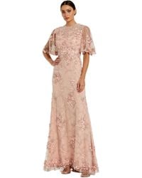 Mac Duggal - Flutter Sleeve Floral Embroidered Net Gown - Lyst