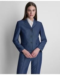 DKNY - Denim Cropped Button-front Jacket - Lyst