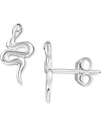 Giani Bernini Snake Stud Earrings In Sterling Silver, Created For Macy's - Metallic
