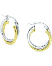 Giani Bernini Double Twist Hoop Earrings In Sterling Silver & 18k Gold-plate, Created For Macy's - Metallic