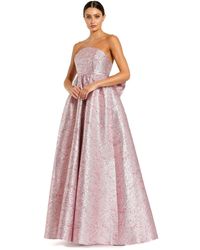 Mac Duggal - Metallic Strapless Brocade Gown With Oversized Bow - Lyst