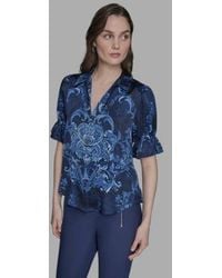 Karl Lagerfeld - Karl Algerfeld Paris Printed Button Front Shirt P Xs Xl - Lyst