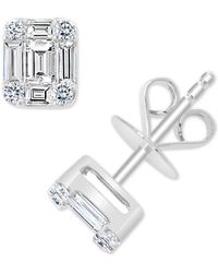 Effy - Effy Diamond Round & Baguette Cluster Stud Earrings (3/4 Ct. T.w. - Lyst