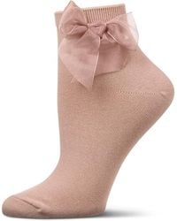 Memoi - Cotton Rich Tulle Bow Trimmed Ankle Sock - Lyst