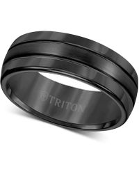 Triton Ring, 8mm 3-row Wedding Band In Classic Or Black Tungsten