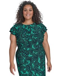 Tommy Hilfiger - Plus Size Dotty Hibiscus Flutter-sleeve Dress - Lyst