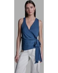 BCBGMAXAZRIA - V-neck Sleeveless Wrap Detail Top - Lyst