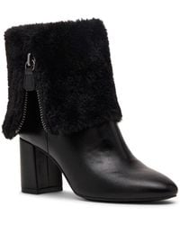 Anne Klein - Arli Faux Fur Cuff Block Heel Dress Booties - Lyst