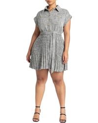 Eloquii - Plus Size Tweed Pleated Mini Shirt Dress - Lyst