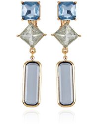 Tahari - Tone Blue Glass Stone Drop Clip On Earrings - Lyst