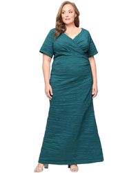 Alex Evenings - Plus Size Long Crinkle Stretch Taffeta Dress - Lyst