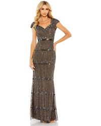 Mac Duggal - Cap Sleeve Sweetheart Neckline Beaded Sequin Column Gown - Lyst