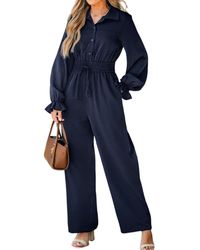 CUPSHE - Elegant Flowy Cuff V Neck Jumpsuit - Lyst