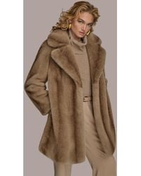 Donna Karan - Notched-collar Faux-fur Coat - Lyst