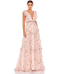 Mac Duggal - Ieena Ruffled Floral Print Cap Sleeve Gown - Lyst