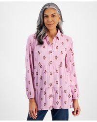 Style & Co. - Petite Ikat Icon Tiered Button-front Tunic - Lyst