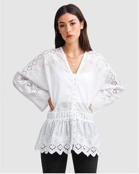 Belle & Bloom - Unbutton Me Eyelet Button Down Shirt - Lyst