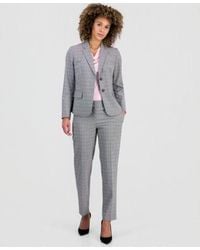 Kasper - Plaid Two Button Blazer Plaid Slim Leg Pants - Lyst