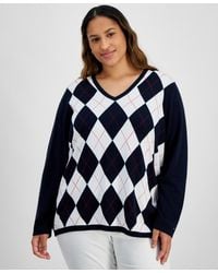 Tommy Hilfiger - Plus Size Argyle V-neck Sweater - Lyst