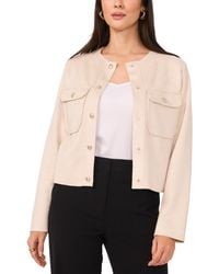 Vince Camuto - Faux-suede Collarless Raw-hem Jacket - Lyst