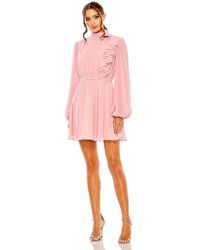 Mac Duggal - Draped High Neck Long Sleeve Mini Dress - Lyst
