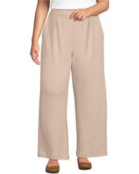 Lands' End - Sport Knit High Rise Pleated Wide Leg Pants - Lyst