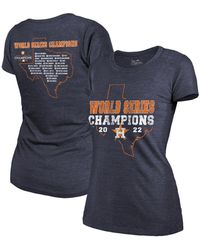 Women's Majestic Threads Navy Houston Astros 2022 World Series Champions  Long Sleeve Tri-Blend Scoop Neck T-Shirt