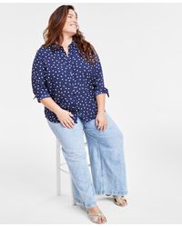On 34th - Trendy Plus Size Button-front Crepe Shirt - Lyst