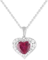 Macy's - Lab Grown 1-7/8 Ct. T.w. Lab-created White Sapphire 5/8 Ct. T.w. Heart Pendant - Lyst
