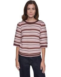 DKNY - Striped Rugby Puff-sleeve Sweater - Lyst