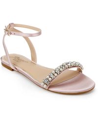 Badgley Mischka - Daria Rhinestone Embellished Evening Flat Sandals - Lyst