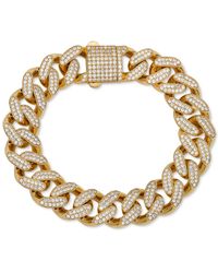 Macy's Cubic Zirconia Curb Link Chain Bracelet In 24k Gold-plated Sterling Silver - Metallic