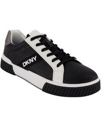 DKNY - Perforated Two-tone Branded Sole Racer Toe Sneakers - Lyst