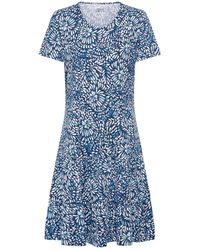 Olsen - Cotton Blend Short Sleeve Carnation Print Tiered Dress Containing [tm] Modal - Lyst