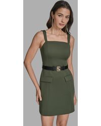 BCBGMAXAZRIA - Sleeveless Belted A-line Dress - Lyst
