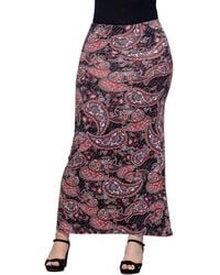 24seven Comfort Apparel - Paisley Print Fold Over Waist Maxi Skirt - Lyst