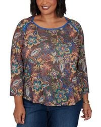 Ruby Rd. - Plus Size Textured Floral Print Knit Top - Lyst