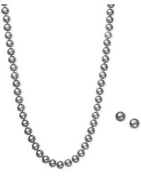 Macy's - Gray Cultured Freshwater Pearl (6mm) Necklace And Matching Stud (7-1/2mm) Earrings Set - Lyst