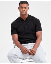 Alfani - Short Sleeve Textured Polo Sweater - Lyst