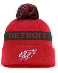 Fanatics - Red/black Detroit Red Wings Authentic Pro Rink Cuffed Knit Hat - Lyst