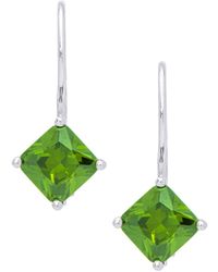 Macy's - Simulated Gemstone Square Lever Back Silver Plate Earrings - Lyst