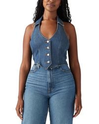 Levi's - Bria Cotton Denim Corset Cropped Top - Lyst