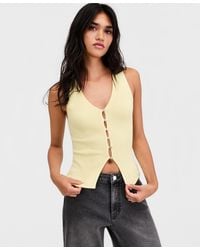 BarIII - Ribbed Button-front Top - Lyst