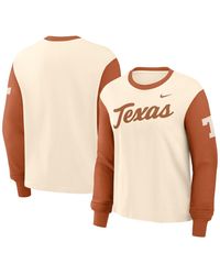 Nike - Natural/texas Orange Texas Longhorns Color Block Boxy Long Sleeve T-shirt - Lyst