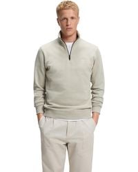 BOSS - Boss By Logo Patch Zip-neck Sweatshirt - Lyst