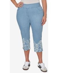 Ruby Rd. - Plus Size Printed Hem Denim Capri Pants - Lyst