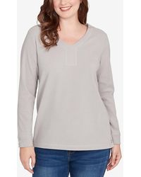 Ruby Rd. - Petite Luxe Rib V-neck Button Accent Knit Top - Lyst