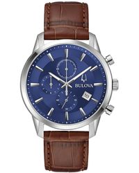 Bulova - Chronograph Classic Sutton Leather Strap Watch 41mm - Lyst