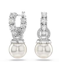 Swarovski - Matrix Rhodium Plated Round Cut Drop Earrings - Lyst