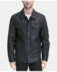 mens levi leather jacket with hood